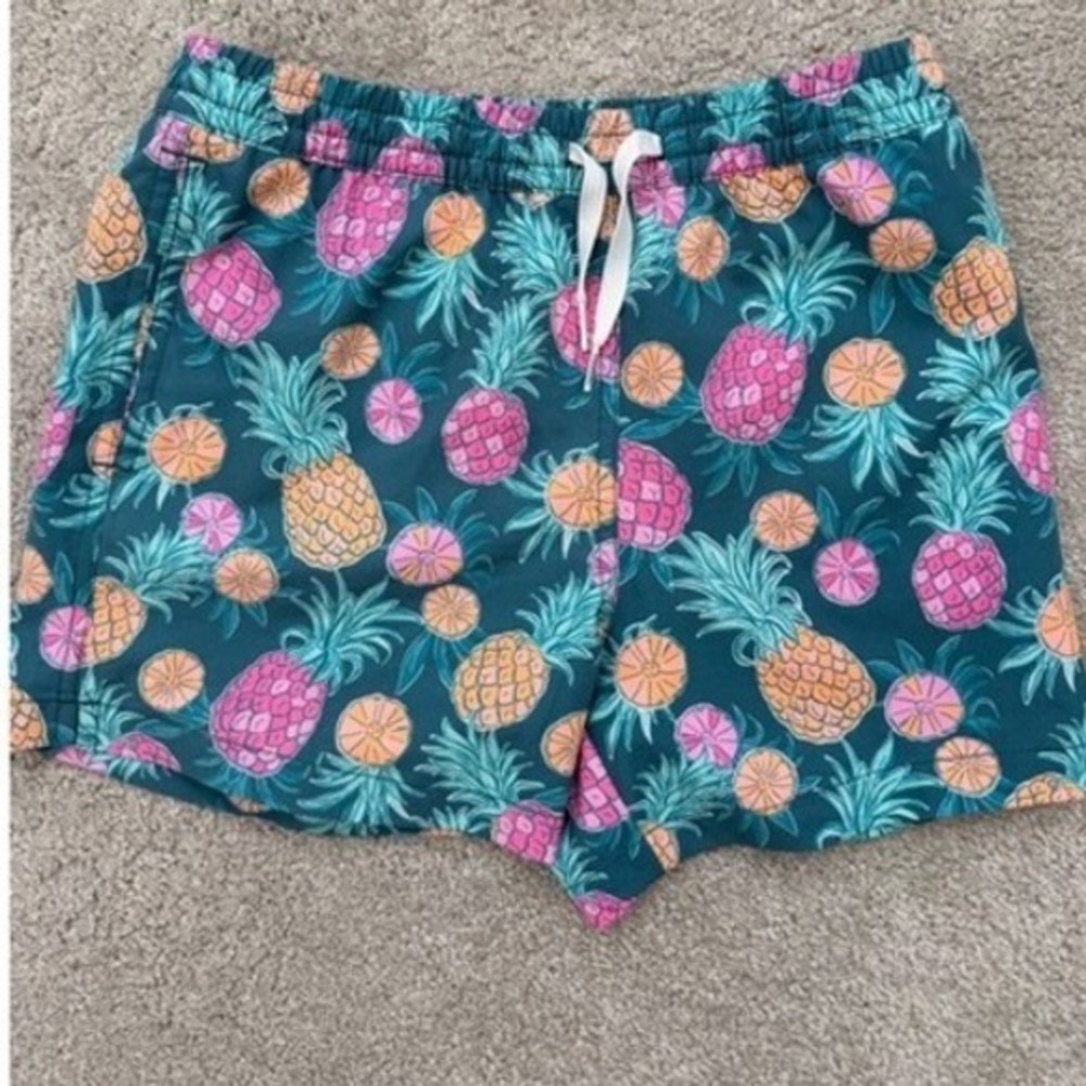 Chubbies Youth Boys Swim Trunks Size Medium 10/12 Teal Pineapple Tropical Print